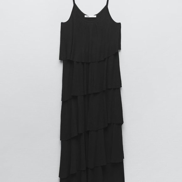 NWT ZARA RUFFLED KNIT DRESS  BLACK - REF. 2893/037 S - Picture 7 of 9